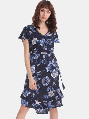 Gap Blue, White, And, Pink Floral Print Dress – XS